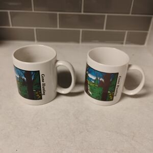retro 80s 'gone hunting' graphic coffee cups lot 2